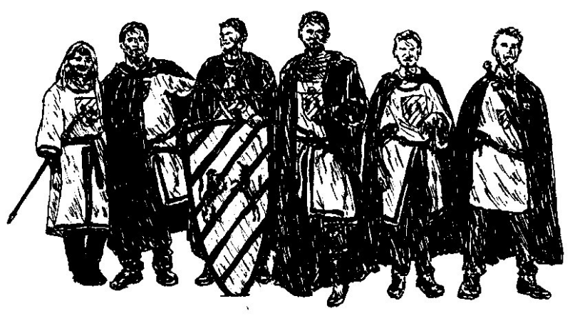 v.l. Dimiona von Keres (S.Gundlach), Geldrian Drauenfels (D.Milanovic), Herdan Weisenstein (C.Tdtmann), Adran Bredenhag von Aarenstein (A.Krgelein), Gerion Stumrfels (J.Suberg), Rondrastolz von Buchenbruch (P.Hoffmann)